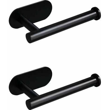 Dérouleur Papier Toilette Mural Noir Acier Inoxydable, Auto-adhésif Porte Papier Toilette Mural sans Percage, Support Rouleau Papier Toilette, pour Cuisine et Salle de Bain, 2pcs (1/5)