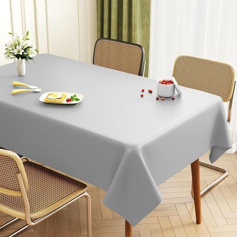 Rechteckige Tischdecke 140x180 cm Grau, wasserdicht, abwischbar, kratzfest