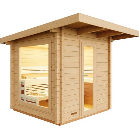 Infraworld Gartensauna Terra 5B Außensauna Massivholzsauna Saunahaus 230x230 cm (1/5)