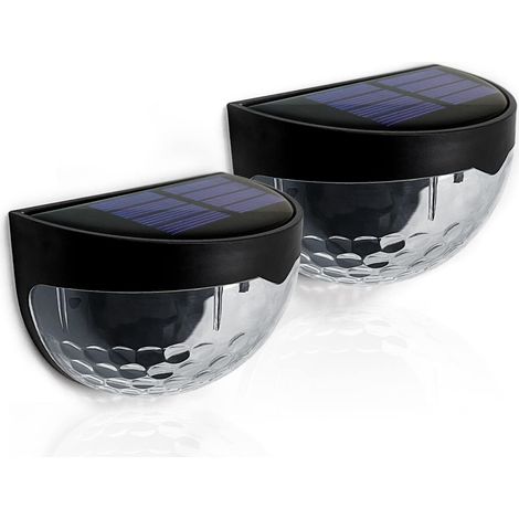 Lot de 2 Lampes Solaires à LED d'extérieur étanches IP65, 6 Lampes Solaires de Jardin à LED pour Gouttière, Terrasse, Garage, Allées, Cour (Lumière blanche chaude) (1/5)