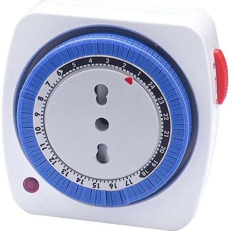 Timer Presa Elettrica Regolabile 24 Ore Con Spina 16A Presa Bipasso 10/16A Max 3500W Dimensione Compatto