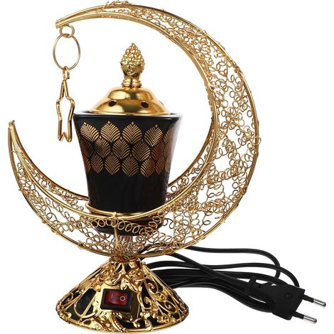 Brûleur D’Parfum Électrique en Céramique et Métal Prise EU Ac220 Porte-Parfum Décoratif Arabe pour Intérieur Brûleur à Bâtonnets et Cônique Usage Aromathérapie et Relaxation (1/5)