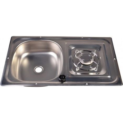 Imline – Réchaud à gaz inox 1 feu cuve à gauche – Dimensions L 600 x l 350 mm – Pour caravane et camping-car – Sans piézo