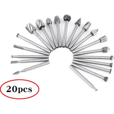 Outil rotatif - 20pcs Couteaux à bois à tête fraisée en acier à grande vitesse Fraise à bois avec tige de 2,35 mm / Ac (1/4)