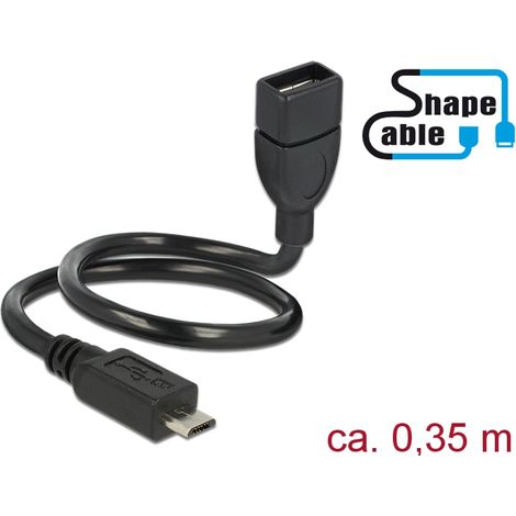 Kabel usb 2.0 micro b stecker  usb 2.0 a buchse otg shapecable 35 cm delock