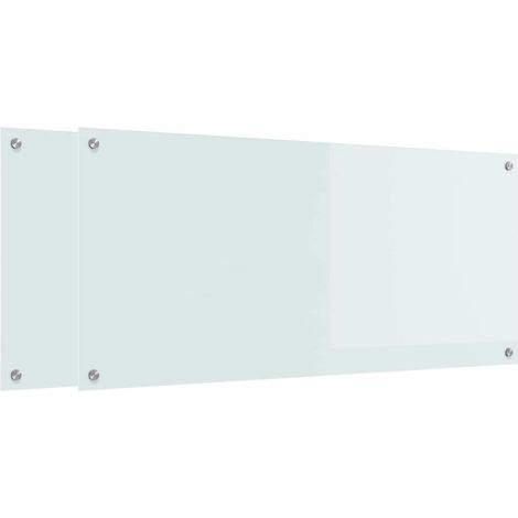 Kitchen Backsplash 2 pcs White 110 x 50 cm Tempered Glass vidaXL