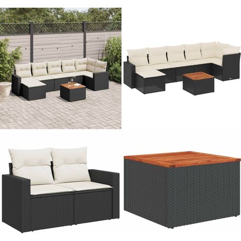 8-tlg. Garten-Sofagarnitur mit Kissen Schwarz Poly Rattan - Gartenmöbel Set - PE-Rattan Möbel - Outdoor Lounge - Esstisch - Gartenecke - Home & Living (1/5)