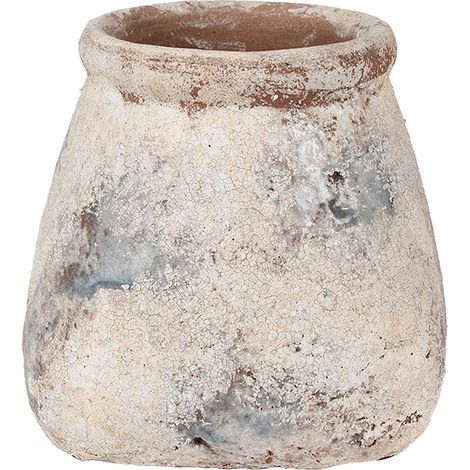 Pot de fleurs décoratif en terre cuite beige 18 x 18 x 17 cm pour balcon et rebord de fenêtre - PANGIVO