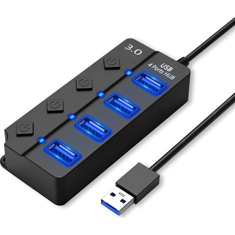 USB Hub with Separate Switch, LED Indicators, Fast Transfer, and Laptop Charging (1/5)