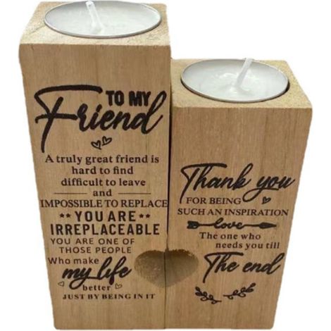 2-teiliges Set herzförmiger Kerzenhalter aus Holz – Geschenkidee zum Valentinstag (1/5)