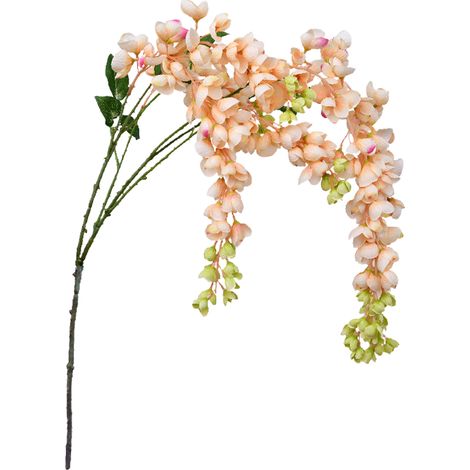 Guirlande de glycine artificielle en fil de fer et tissu de soie, imitation florale, pour décoration de mariage et d'intérieur. Longueur : 97 cm, couleur champagne. (1/2)