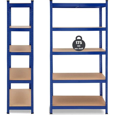 Blau Lagerregal Kellerregal Werkstattregal Schwerlastregal Einstellbar Regal bis 875 kg, 170x75x30cm Metall-Regal Regalsystem für Garage, Werkstatt, Speisekammer Neu