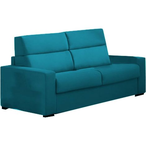 Divano Letto 2 Posti Casabona, Sfoderabile, Contenitore Made in Italy, di Apertura a Ribalta, 180x95 cm Azzurro