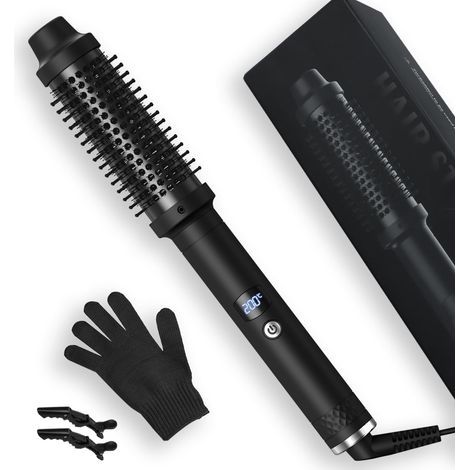 Brosse Thermique 38mm, Brosse Ronde Chauffante avec Écran LCD 120–200°C, Brosse Électrique Cheveux Bouclés, Brosse Lissante pour Cheveux Electrique Professionelle, Peigne Chauffant Cheveux (1/5)