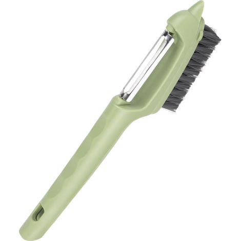 2-in-1 Brosse à Légumes Récureuse, Brosse Lavage Légumes avec Éplucheur pour Pomme Terre Carotte Concombre Détachable Éponge Nettoyage Fruits Ustensiles Cuisine (Vert) (1/5)