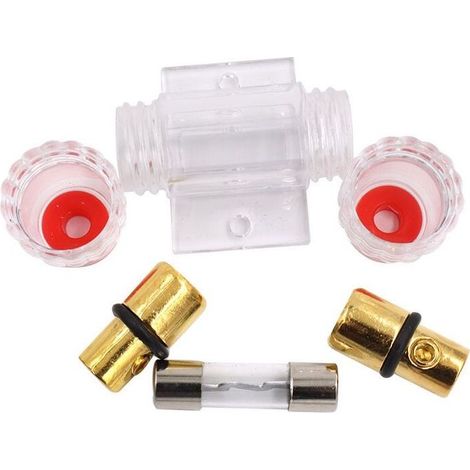 1 Porte-fusible AGU en Ligne plaqué Or et 1 fusibles AGU en Verre plaqué Or 100A pour la Protection de sécurité de l'alimentation Audio Automobile (100A) (1/4)