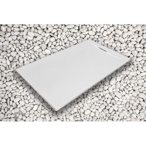 Piatto Doccia 80X120 cm Bianco Vulcano Line PLUS In Resina e Polvere Di Marmo Con Griglia Laterale IN MARMORESINA - FRASCIO