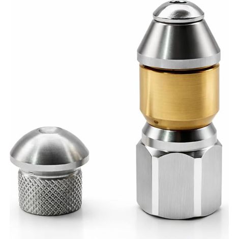2-teiliges Set: Rotationsdüse für Hochdruckreiniger, Abflussreiniger aus Edelstahl, Rohrreinigungskopf mit 1/8"-IG-Gewinde für effektive Entwässerung (1/5)