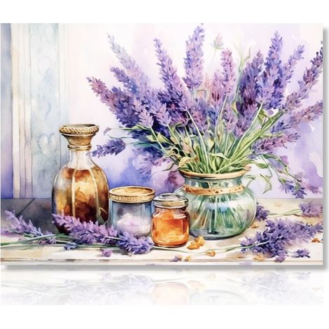 Decoration Murale Boho Botanique, Art Mural Mauve Lavande Fleur Rustique Vintage pour Decoration Ferme Chambre Salon Salle de Bain Impressions sur Toile, 30x40 cm Sans Cadre (1/5)