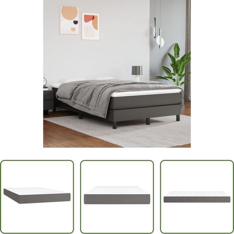 vidaXL Mousse de soutien - Matelas de lit à ressorts ensachés fermeté moyenne Gris 120x200x20cm Similicuir (1/5)