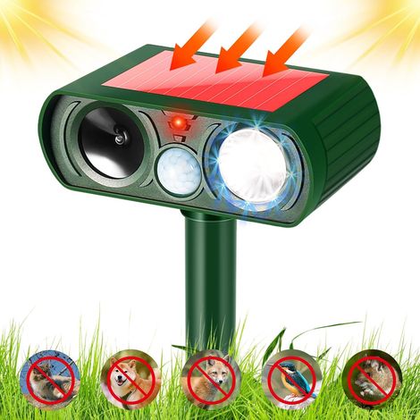 Katzenschreck Für Garten, Ultraschall Solar Marderschreck Auto Marderabwehr Katzenabwehr Waschbär Abwehr Hundeschreck Tiervertreiber Wasserdichter Led-Lampe PIR-Bewegungssensor, Dachboden Draußen (1/5)