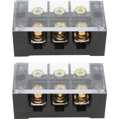 Bornier, Double Rangées 600V 60a Bornier De Barrière De Fil Grand Courant De Câblage Facile Bornier De Circuit De Terre pour Conducteur De 0,5 à 10 Mm(3 Position) (1/5)
