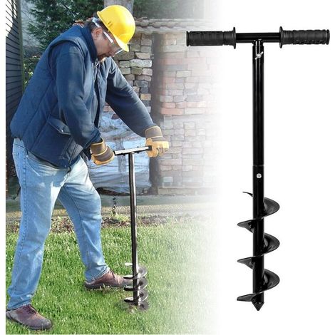 Garden Auger Drill Bit, Hand Garden Auger, Spiral Auger with Handle, Gardening Gloves for Digging Holes for Planting Trees, Shrubs, Deep Cultivation, Flowers, Miniature Bulbs (1060) (1/5)