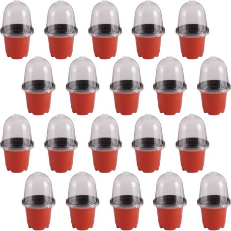 Juego de 40 piezas para plantar [macetas interiores bicolor infrarrojo/negro + tapas] para horticultura (20 macetas + 20 tapas transparentes) (1/5)
