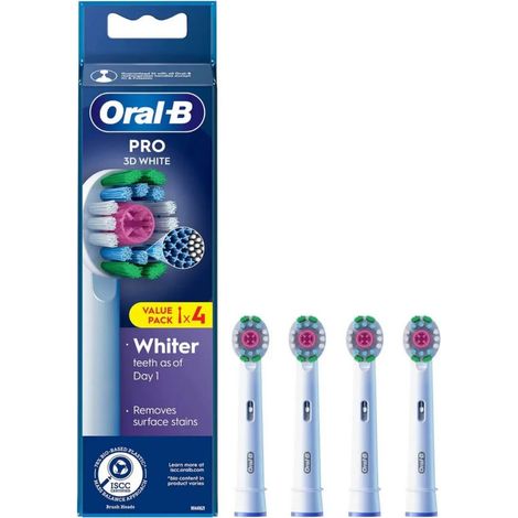 Testine per spazzolino elettrico Oral-B 3D White, bianche, 4 pezzi