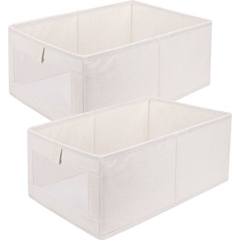 Boite Rangement Lot de 2 boîtes de rangement Wardrobe - Avec fenêtre transparente - Pour armoire, vêtements, livres, cosmétiques, jouets (40 x 27 x 17 cm) (1/5)