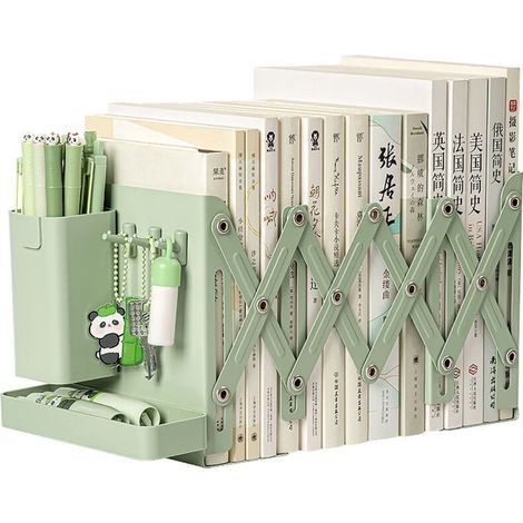 Supports de livres réglables et robustes, étagère de rangement verte . (1/4)