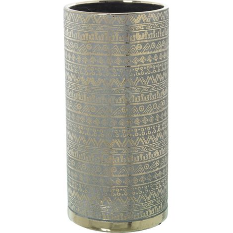 Vase élégance céramique vert doré pour votre intérieur - Vert olive avec motifs or (1/3)