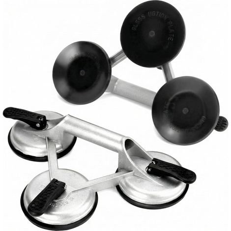 ventouses de levage avec 3 ventouses Ø12 cm - outil de transport pour carrelage et panneaux de verre - poignée en aluminium - capacité de charge de 180 kg (1/5)