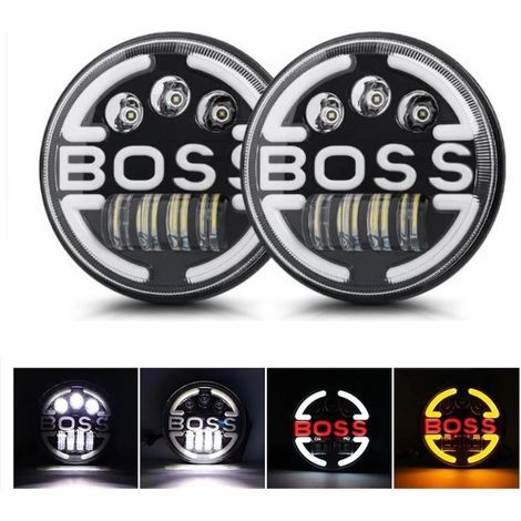 Set aus 2 Stück universelle 7-Zoll (18 cm) LED-Halogen-Scheinwerfer 12V–24V Abblend-/Fernlicht mit DRL-Tagfahrlicht, Blinker wei