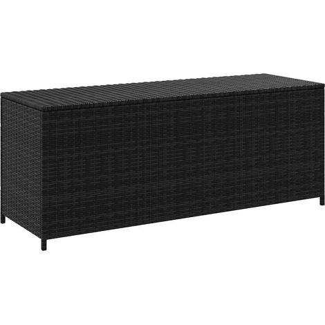 vidaXL Garden Storage Box Black 150x50x60 cm Poly Rattan