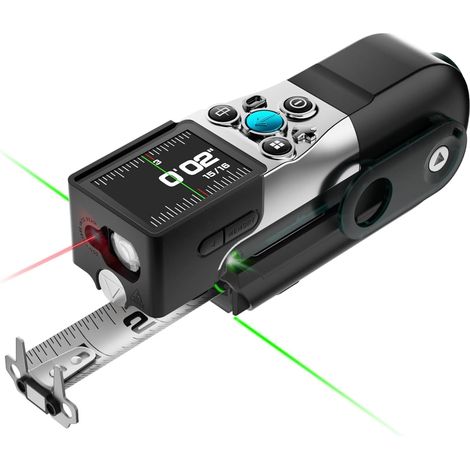 Mètre ruban professionnel avec lecture numérique instantanée, laser d'alignement vert, lames modulaires remplaçables et synchronisation d'application (1/5)