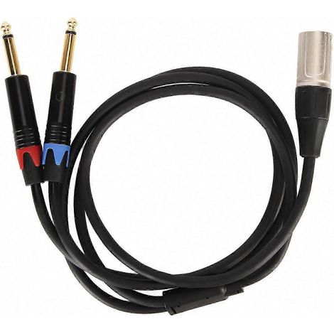 Câble adaptateur Y XLR mâle vers double 6,35mm TS mono – Convertisseur micro 2m/6,6ft, fiche double 1/4" vers XLR mâle, pour sonorisation et enregistrement. (1/5)