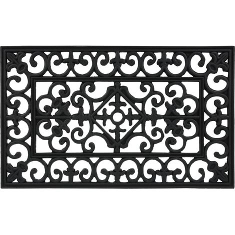 Felpudo de entrada diseño atemporal 45 x 75 cm antideslizante embellece de caucho negro 130010678 (1/4)