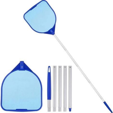 Épuisette de piscine, épuisette de piscine à 5 sections, épuisette de piscine à mailles fines, râteau à feuilles pour un nettoyage rapide des bassins (1/4)