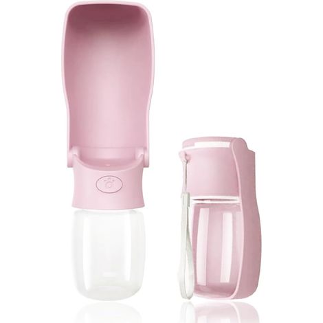 Hundetrinkflasche 550ml tragbar unterwegs Wasserflasche für Hunde rosa (1/5)