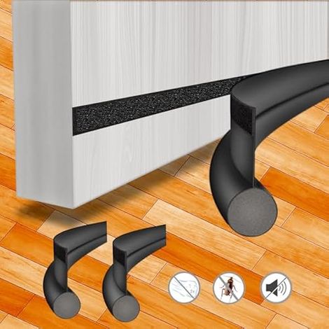 2 Stück Zugluftstopper für Türen, 96cm Zuschneidbar Tür Zugluftstopper Haustür, Einseitige Luftzugstopper für Türen Selbstklebende, Türzugstopper für Kälteschutz, Zugluft, Schalldämmung (1/5)