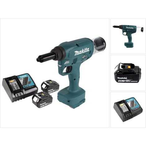 Makita DRV 250 RM Rivettatrice a batteria 18 V 20 kN Brushless + 2 batterie da 4,0 Ah + caricabatterie (1/5)