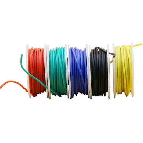 Fil électrique 26 AWG, kit de fil à crochets, fil de silicone flexible (5 bobines de 10 mètres de couleurs différentes) 3 (1/5)