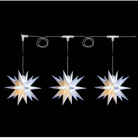 Novaliv Dekostern LED - Weihnachtsstern, Dekostern, Adventsstern - 18 Zack 3D Optik 3er Sternenkette Weiss LED mit Batteriefach (1/5)