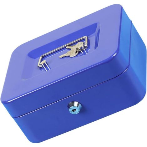 1pièce Boîte de Rangement Verrouillable avec Clé Boîte de Sécurité pour Billets Compartiments Amovibles Poignée Élargie Stockage Portable pour Domicile et Bureau Moyenne Bleue (1/5)