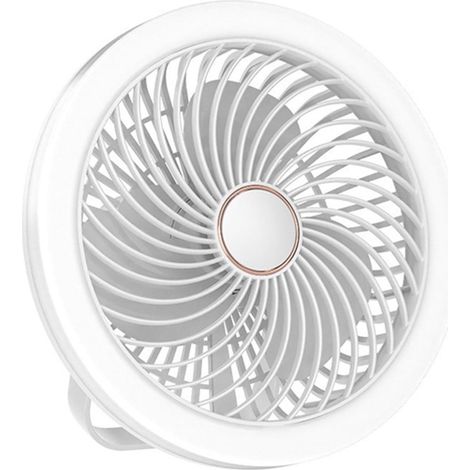 Ventilateur Plafond - Lampe Ventilateur - Diamètre 20,5 cm - Hauteur 7,5 cm - Batterie 2400 mAh - 3 Vitesses - LED Dimmable - Blanc - 1 Pièce (1/5)