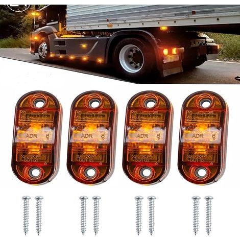 Set of 4 Waterproof LED Side Marker Lights for Trailer, Van, Caravan, Truck, Boat 12V/24V (Yellow) (1/4)