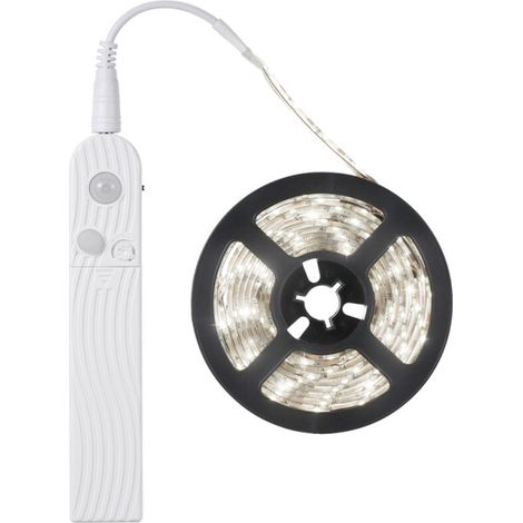 Striscia luminosa a 120 LED, 2 m, DC 5-6V 2W con sensore di movimento PIR, impermeabile IP65, porta di ricarica USB, portatile per armadi e ripostigli. (1/4)
