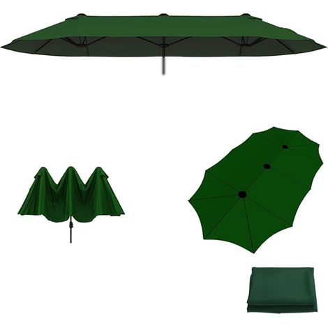 Grand Parasol De Jardin Exterieur,Parasol Rectangulaire,Grand Parasol,Parasol Double Pente Parasol Déporté Inclinable Pour,Piscine,Terrasse, Balcon Parasol(Seulement Le Tissu Parapluie) (Vert) (1/5)