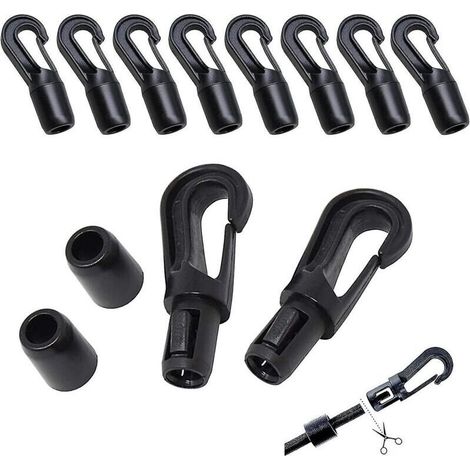 Crochet de corde en plastique, mousqueton pivotant, clip de déclenchement, 10 pièces, tendeur en caoutchouc, crochet accessoire pour corde élastique